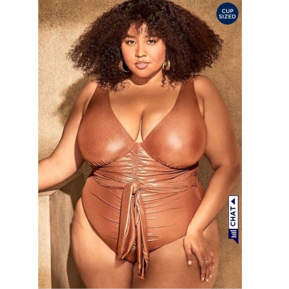 New Gabifresh swimsuits for all Rose Gold One Piece Swimsuit plunge ruched tie - Picture 12 of 12